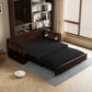 3-in-1 Convertible Sleeper Sofa Bed,Modern Velvet Loveseat Couch with Pull Out Bed,Small Love Seat Futon Sofa Bed with Convertible Office Desk,Black
