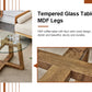 Modern practical circular coffee and tea tables. Made of transparent tempered glass tabletop and wood colored MDF material. Suitable for living rooms and bedrooms.31.5"*31.5"*17.7"