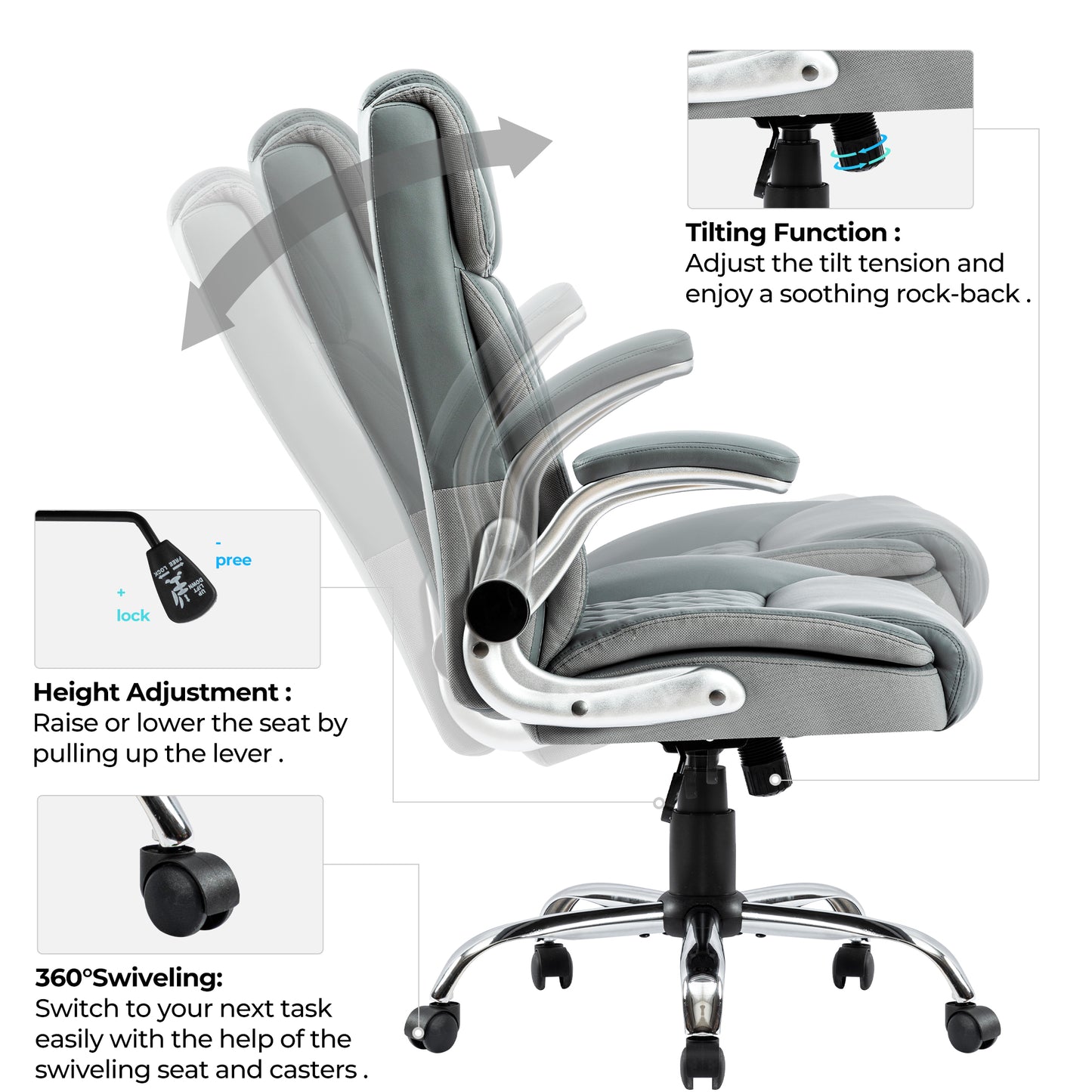 Swivel Office Room Chair Executive Desk Chair Velvet