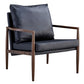 Sofa Chair.Black PU Leather Accent Arm Chair Mid Century Modern Upholstered Armchair with Imitation solid wood color Metal Frame Padded Backrest and Seat Cushion Sofa Chairs for Living Room