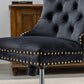 A&A Furniture Office Chair,Velvet Upholstered Tufted Button Home Office Chair with Golden Metal Base,Adjustable Desk Chair Swivel Office Chair (Black)