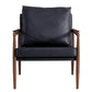 Sofa Chair.Black PU Leather Accent Arm Chair Mid Century Modern Upholstered Armchair with Imitation solid wood color Metal Frame Padded Backrest and Seat Cushion Sofa Chairs for Living Room