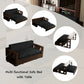 3-in-1 Convertible Sleeper Sofa Bed,Modern Velvet Loveseat Couch with Pull Out Bed,Small Love Seat Futon Sofa Bed with Convertible Office Desk,Black