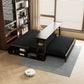 3-in-1 Convertible Sleeper Sofa Bed,Modern Velvet Loveseat Couch with Pull Out Bed,Small Love Seat Futon Sofa Bed with Convertible Office Desk,Black