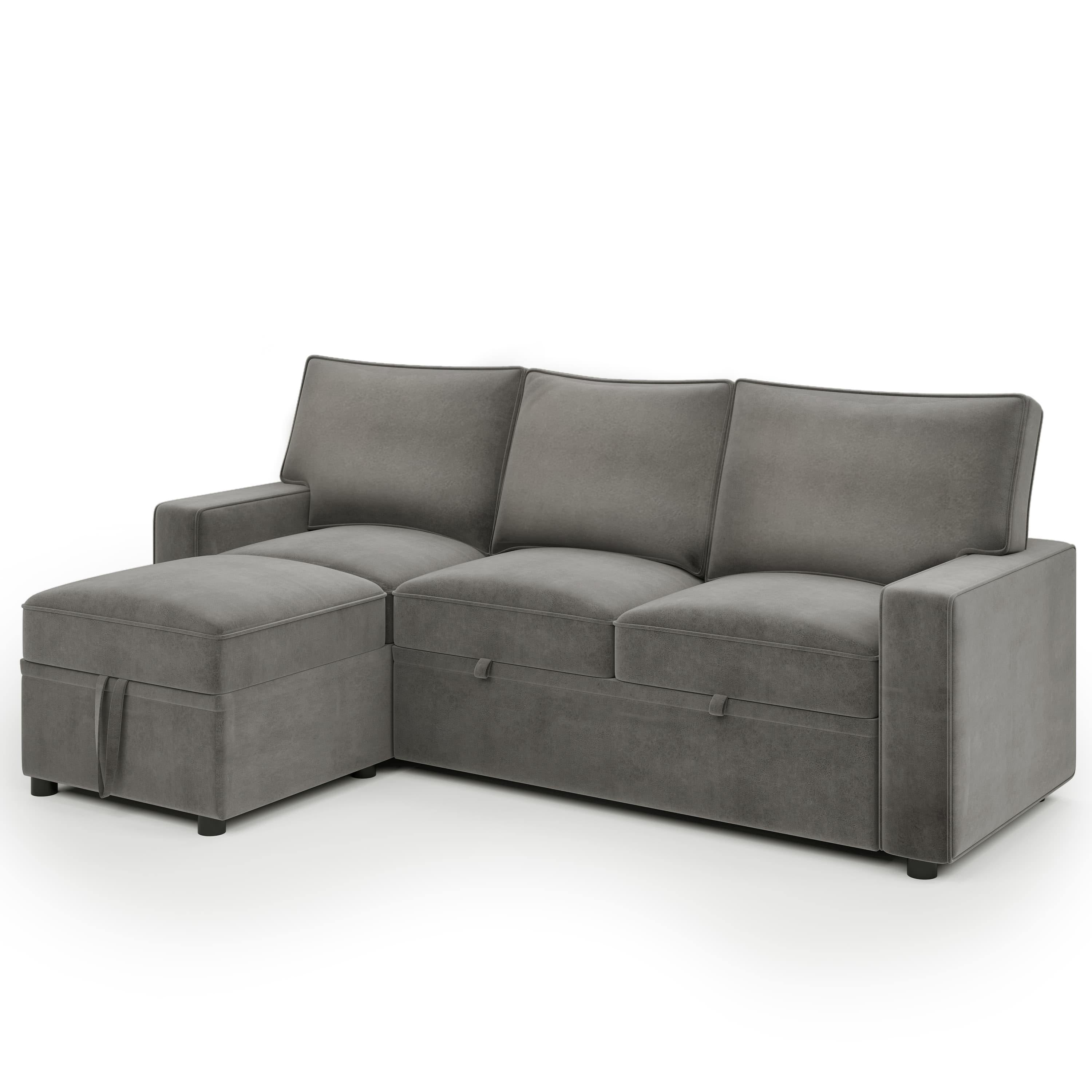 L shape lounge with sofa bed hot sale